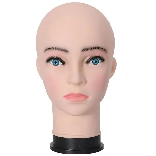 Image de Tête de Mannequin avec Trépied - Idéale pour Perruques, Maquillage et Cosmétologie