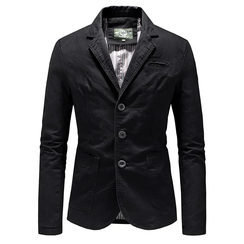 Zdjęcie Męska marynarka wiosenno-jesienna, wysokiej jakości, biznesowa, casualowa, slim fit, modna, z klapam...