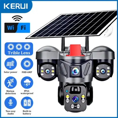 Image de Caméra de Sécurité Solaire PTZ 6MP WiFi 4G Kerui V380 Pro