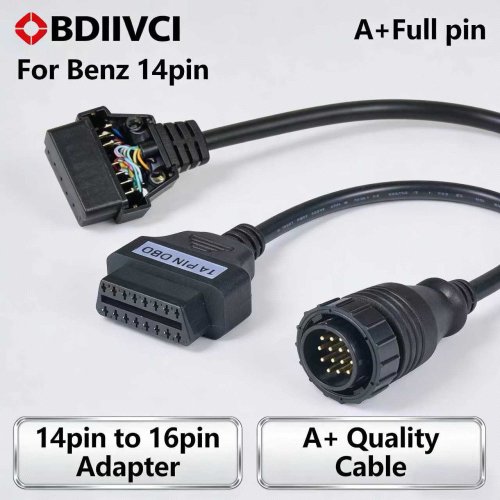 Afbeelding van Volledige OBD2 Adapter 14-pin naar 16-pin voor Mercedes-Benz Sprinter – Universele Diagnosekabel met OBDII-Connectie