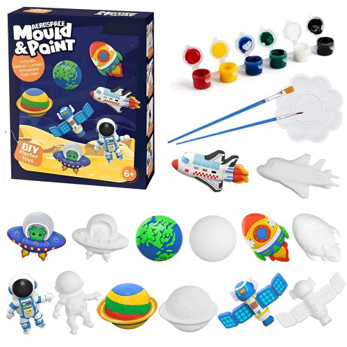 Image of Arts and Crafts Set Painting Kit Unpainted DIY Dinosaur Space Projects Creative Blank Model Toys Graffiti Montessori Educational