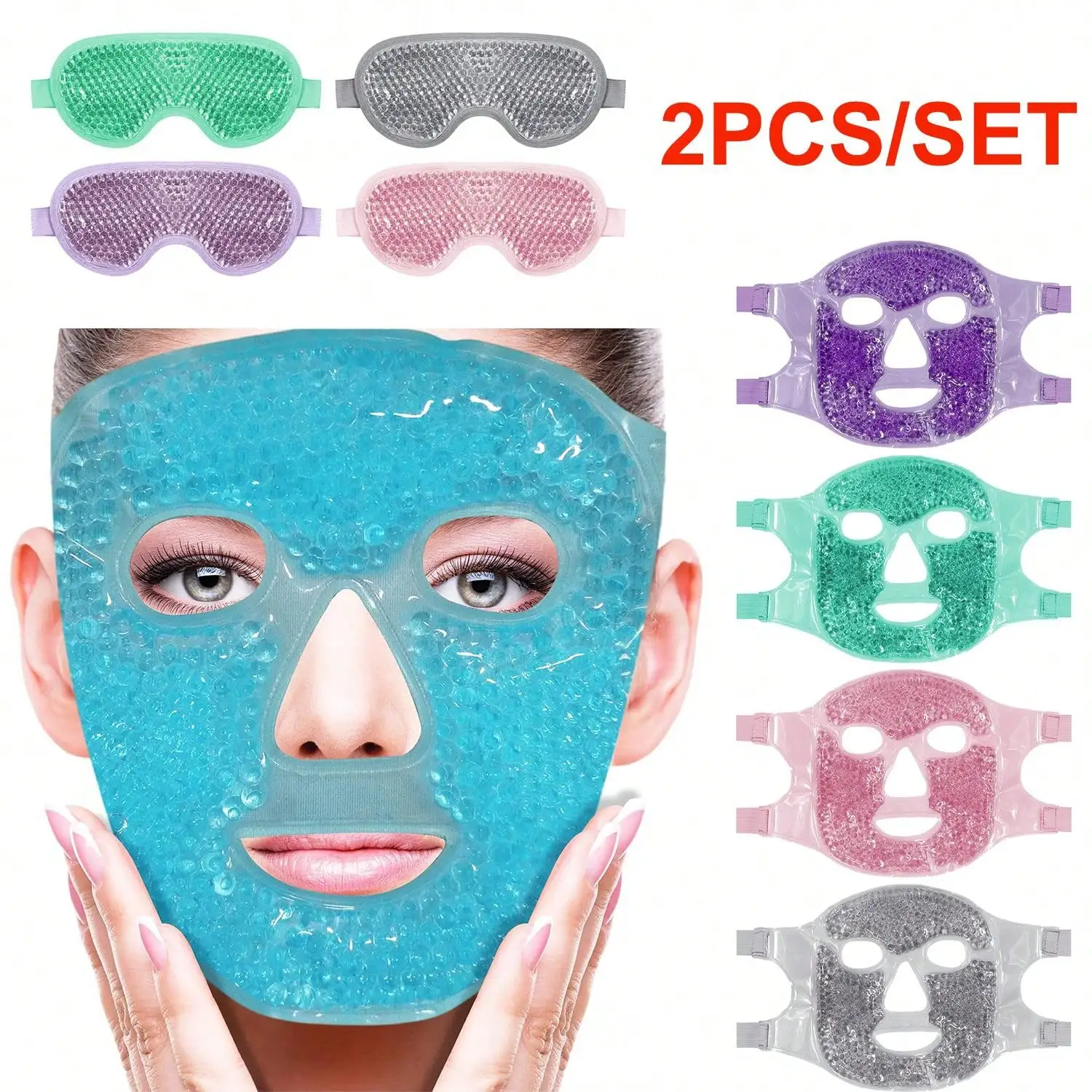 Bild von Natürliche Kühlgel-Augen- und Gesichtsmaske mit Heiß-Kalt-Effekt – Entspannende Pflege für Augenpartie und Gesicht mit Gelperlen für optimale Kühlung und Regeneration
