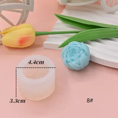 Image de Moule 3D Pivoine en Silicone - Création de Bougies, Savons & Décor