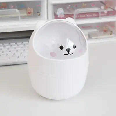 Image de Poubelle de Bureau Mignonne avec Couvercle Ours Kawaii