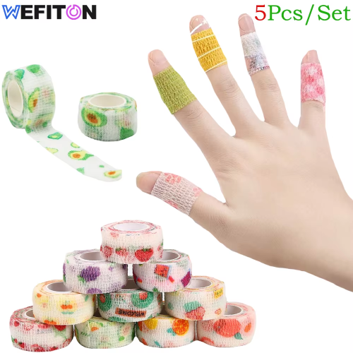 Imagen de Vendaje Elástico Autoadhesivo de 2,5 cm - Pack de 5 Unidades, Banda Cohesiva Colorida para Apoyo en Lesiones Deportivas, Esguinces de Rodilla, Muñeca y Tobillo