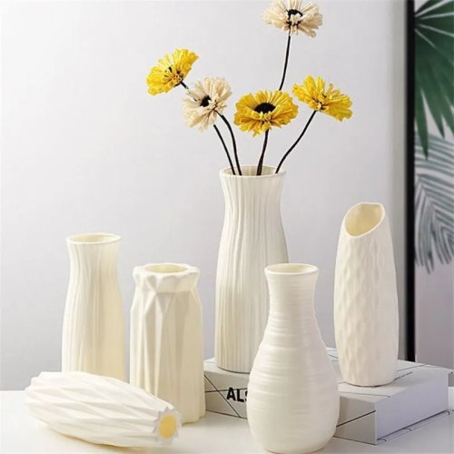Bild von 1pc Nordic Kunststoff Vase Einfache Kleine Frische Blumentopf Lagerung Flasche für Blumen Wohnzimmer Moderne Hause Dekorationen Ornamente