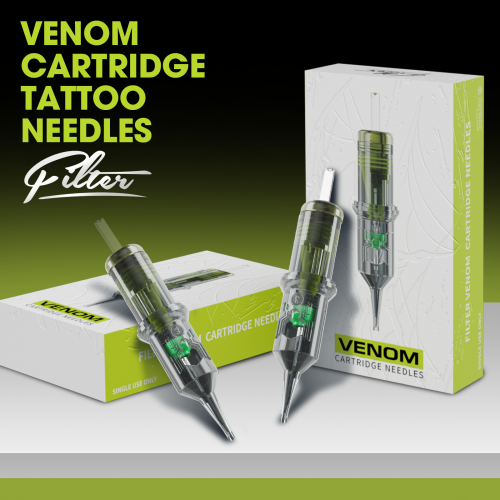 Imagen de Cartucho de Veneno con Filtro EZ y Agujas Desechables para Tatuaje, Sombreador Redondo Revestido RM MC de 0.30mm y 0.35mm para Pluma de Máquina de Tatuaje