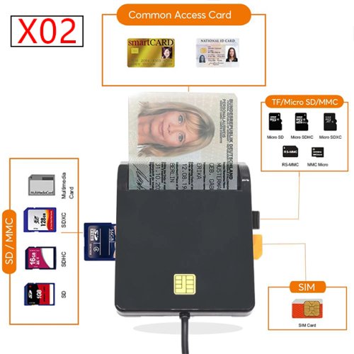 Imagen de UTHAI-Lector de tarjetas inteligente SIM USB, para banco de tarjetas IC/ID, EMV, SD, TF, MMC, ISO 78...