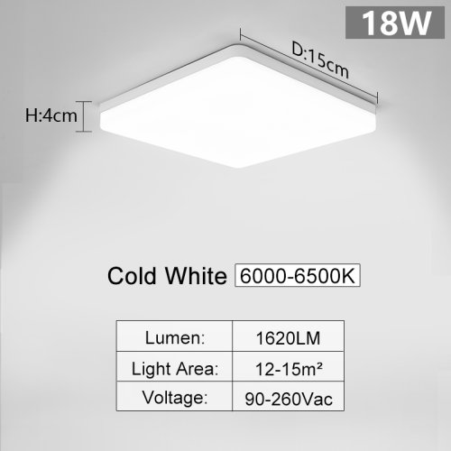 Image of MARPOU Square Led ceiling lamp bedroom lighting Neutral white cold white warm white 48W 36W 24W 18W led ceiling light room