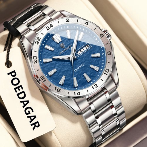 Image of Elegant Luxury Men's Sport Watch with Waterproof Design, Luminous Dial, Date and Day Display, High-Quality Quartz Movement