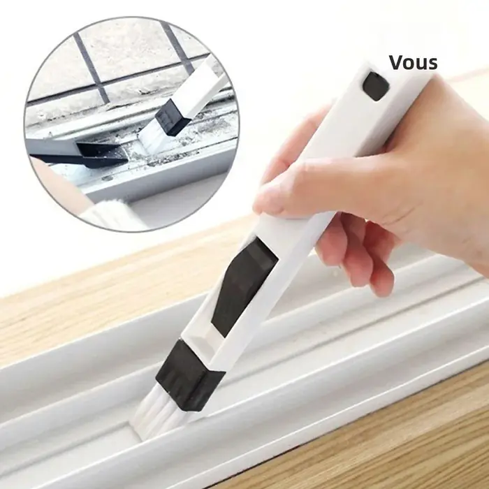 Image de Nettoyeur 2-en-1 : Brosse & Pelle pour Rainures de Fenêtres et Claviers