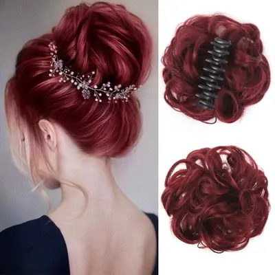 Image de Chignon Synthétique Bouclé - Extension de Cheveux Facile à Porter