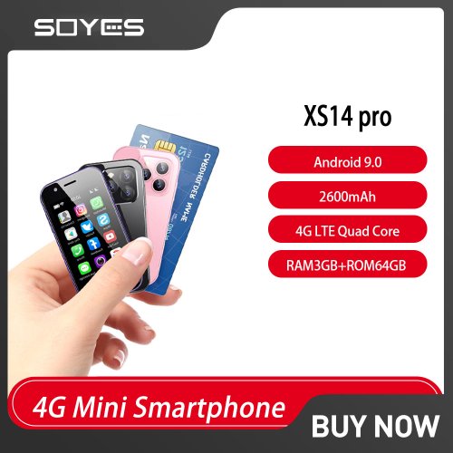 Immagine di Smartphone Mini SOYES XS14 Pro 4G con Android 9.0, 3GB RAM, 64GB di Memoria Interna, Schermo da 3.0 Pollici, Riconoscimento Faciale e Batteria da 2600mAh