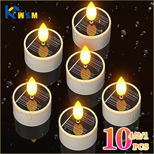 Imagen de Velas LED Solares Sin Llama, Luces Recargables Impermeables para Jardín, Decoración Exterior para Fiestas, Halloween y Día de Muertos