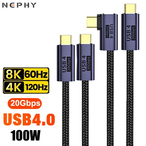 Image de Câble USB-C 4.0 90° - Charge Ultra-Rapide & Vidéo 8K