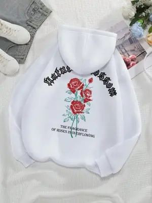 Image de Sweat à Capuche Femme Vintage Fleurs & Lettres
