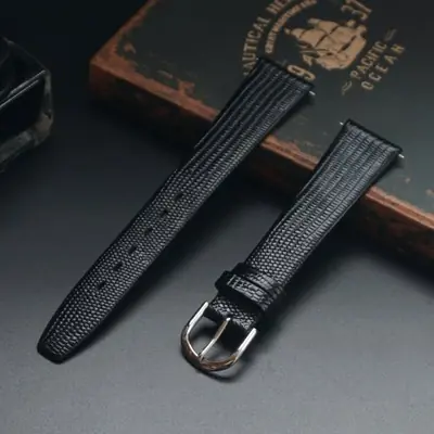 Image de Bracelet Montre Vintage Cuir Lézard 12-21mm