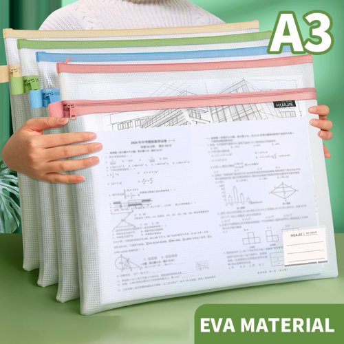 Immagine di Organizzatore per Documenti A3 in EVA con Doppia Cerniera – Borsa Portadocumenti Grande Capacità con Tasche Trasparenti in Rete, Ideale per Studenti e Ufficio