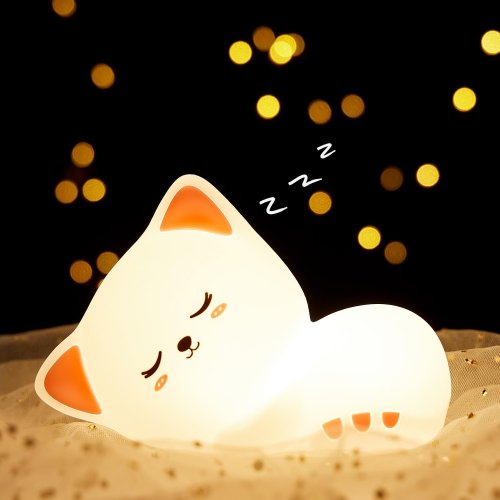 Immagine di Lampada Notturna Kawaii con Gattino – 7 Colori e Timer