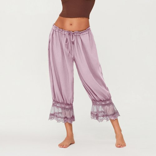 Imagen de Pantalones Vintage Y2K con Encaje para Mujer: Bombachos Largos con Volantes y Estampado de Calabaza, Ideal para Verano