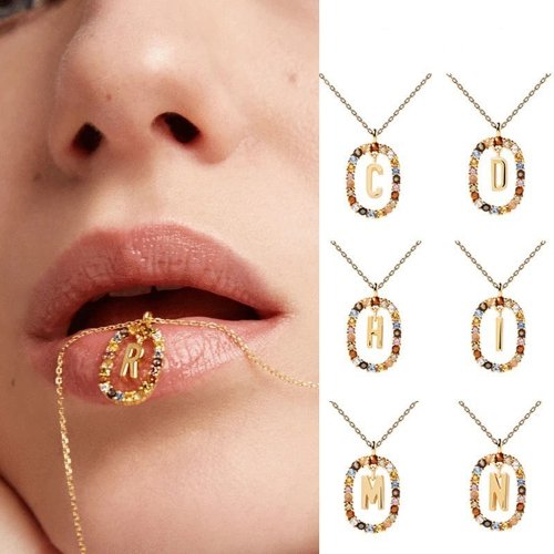 Image de Collier Initiale Zircon - Lettres A à Z pour Femmes