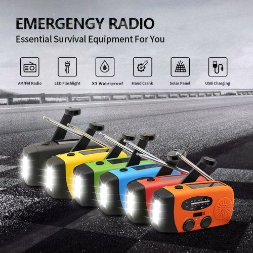Afbeelding van Compacte Draagbare Solar FM Radio met 2000mAh Power Bank – Noodradio, Handslinger en Oplaadbare Batterij voor Outdoor & Emergencies