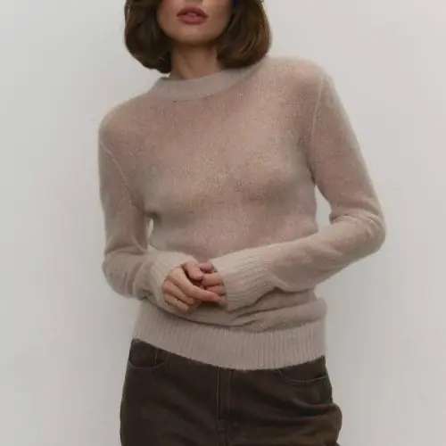 Image de Pull Tricoté Femme Col Rond - Style Décontracté & Élégant