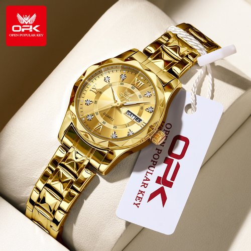 Image de Montre Femme Élégante avec Double Calendrier et Bracelet Acier
