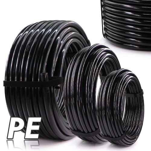 Immagine di Tubo da Giardino in PE Nero da 10 Metri, Diametro 6/8/12 mm, per Irrigazione a Prova di Pressione con Connettori 1/4" e 3/8", Ideale per Sistemi di Irrigazione Agricola, Frutteti e Prati