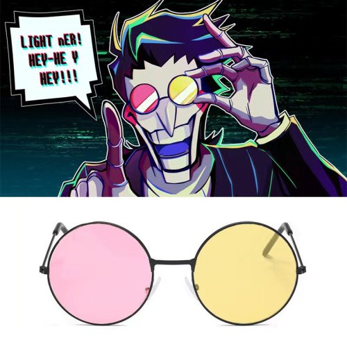 Image of Men Spamton Cosplay Glasses Boss Spamton Cosplay  Mixed Color Sunglasses Cos Prop Round Frame Sunglasses Halloween Accessories