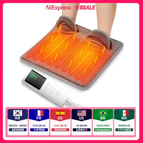Imagen de Almohadilla Calefactora Eléctrica para Pies con 9 Niveles de Calor, Lavable y con Felpa Suave – Calentador Portátil con 4 Temporizadores para Hogar y Oficina