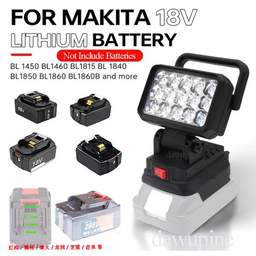 Bild von LED-Arbeitslampe für Makita 18V Li-Ion Batterie BL1830 – Leistungsstarke Taschenlampe und Laterne für Camping, Notfallbeleuchtung und Baustelle