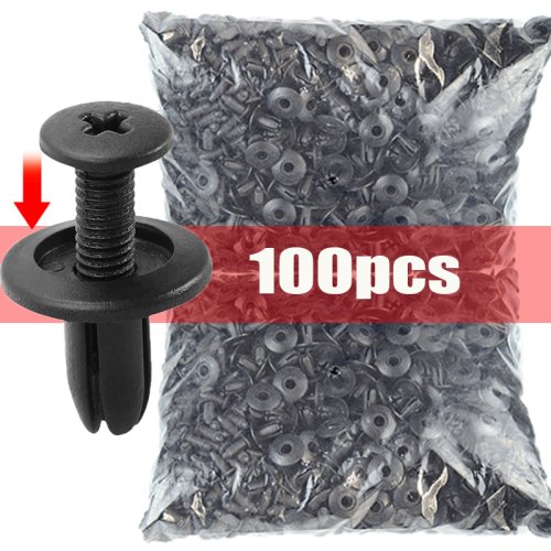 Zdjęcie 100 sztuk plastikowych nitów mocujących 8 mm – elementy do naprawy zderzaka, błotnika i karoserii samochodowej, kompatybilne z Toyota, Ford Focus, Kia, Nissan, Yamaha