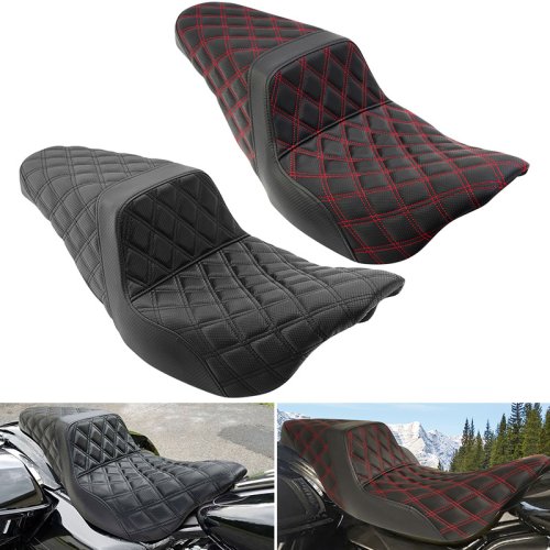 Zdjęcie Podwójne siedzenie motocyklowe przednie i tylne z poduszką pasażera do Harley-Davidson Touring Electra Glide, Road King FLTRX 2009–2023 – komfortowe i stylowe rozwiązanie