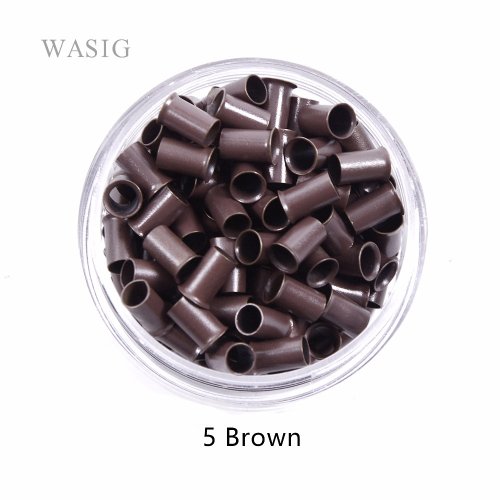 Imagen de 3,4mm 1000 Uds largo Euro Lock acampanado Micro tubo de cobre anillos cuentas enlaces herramientas de extensiones de cabello humano