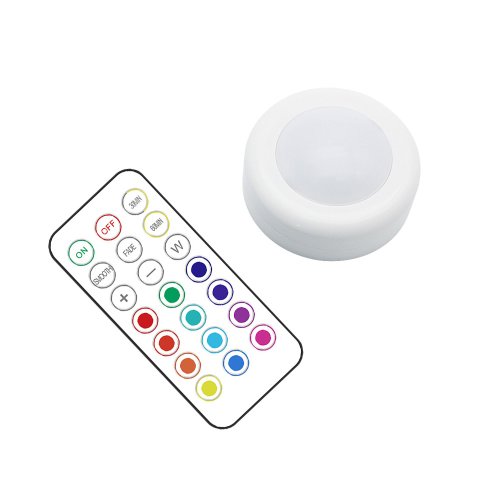 Immagine di Lampada LED RGBW Senza Fili con Batteria, Lampada da Armadio Dimmerabile con Telecomando a 13 Colori per Corridoio, Scale e Guardaroba