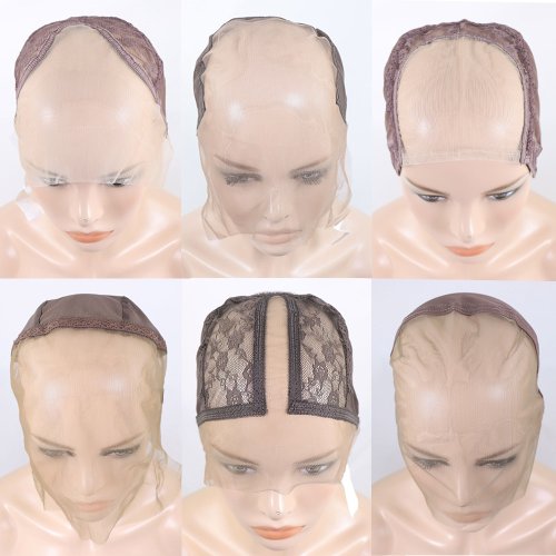 Imagen de Gorro de Peluca con Malla Frontal 13x4 y 13x6, Encaje Completo Marrón Claro, Accesorio de Tapa de Red Sin Pegamento, Parte 360 en U para Crear Pelucas Naturales