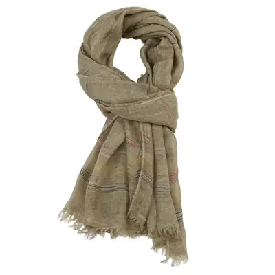 Image de Écharpe Homme Coton Lin Rayée - Style Automne-Hiver