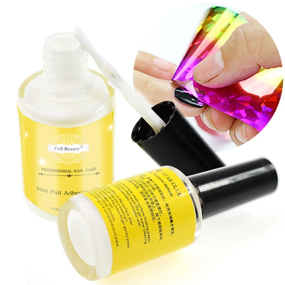 Immagine di Lamina di Trasferimento per Nail Art da 15 ml con Colla Adesiva in Carta Bianca – Strumento Professionale per Decorazioni Unghie con Gel e Funzione Anti-Bassa Temperatura