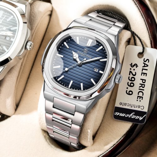 Imagen de Reloj de Lujo PAAZOMU, Reloj de Negocios para Hombre, Resistente al Agua 50 ATM, Reloj Masculino Luminoso con Fecha, Rel