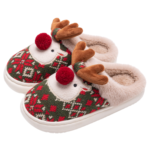Imagen de Zapatillas de Invierno para Mujer con Diseño de Ciervos de Navidad, Suaves y Antideslizantes, Ideales para el Hogar