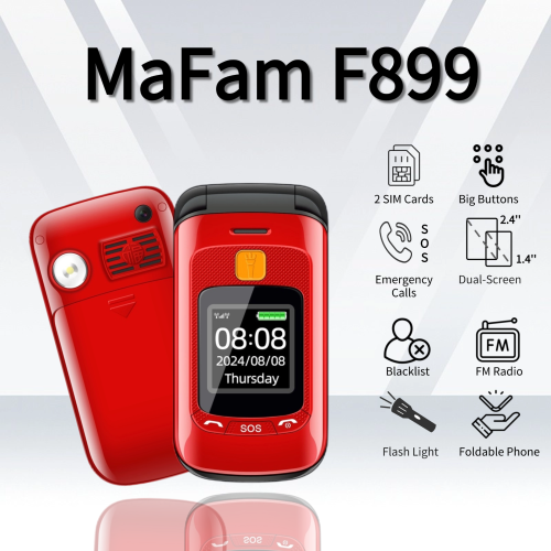 Imagen de Teléfono Móvil Clamshell Retro con Pantalla Dual, Botones Grandes, Función SOS y Doble SIM - Ideal para Mayores