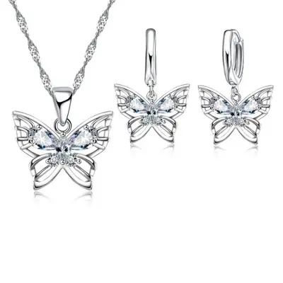 Image de Ensemble Bijoux Cristal Autrichien Papillon - Élégance Mariage