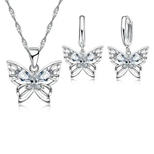 Image de Ensemble Bijoux Cristal Autrichien Papillon - Élégance Mariage