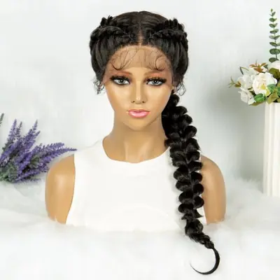 Image de Perruque Lace Front Synthétique Crépus Bouclés 13x4 avec Baby Hair