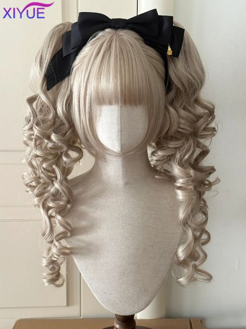 Bild von Synthetische Princess Cut Doppel Pferdeschwanz Lolita Perücke mit Pony Mädchen Ombre Blond Braun Weiß Grau Cosplay Halloween Harajuku Perücke