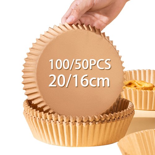 Bild von Einweg-Airfryer-Papierböden – Ölfest, wasserfest & hitzebeständig, 16–20 cm, 30/50/100 Stück für gesundes Backen und Frittieren