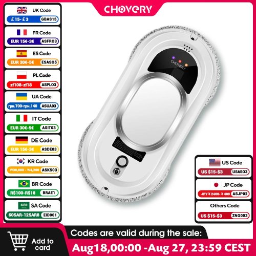 Robot Aspirador y Limpiacristales Chovery con Control Remoto - Limpieza Automática de Ventanas y Superficies de Vidrio