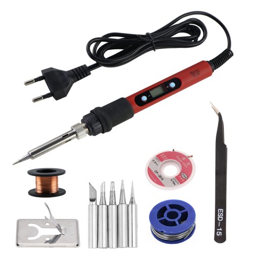 Image of Adjustable Digital Display 80W Electronic Soldering Iron with Electric Welding and Solder Rework Station – Precision Heat Pencil for DIY Electronics Repair