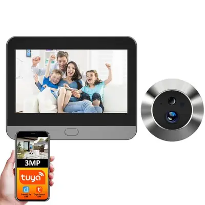 Image de Caméra de Porte Smart avec Vision Nocturne et Sonnette Connectée